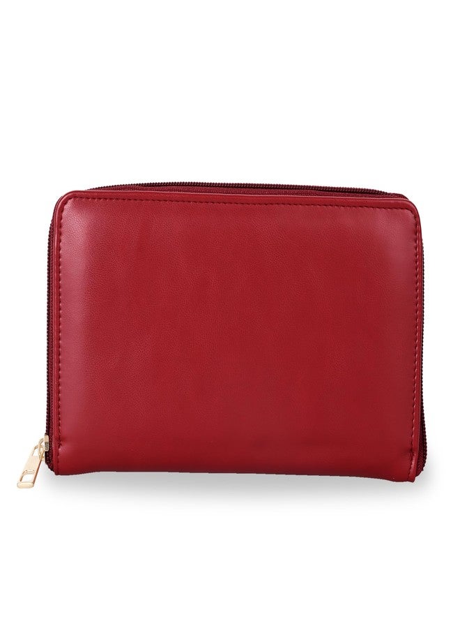 MARKQUES Zoey Red Zipper Wallet for Women and Girls | Stylish Vegan Leather Zip Purse for Ladies | Upto 8 Card Slots | Coin Pocket - Image 1
